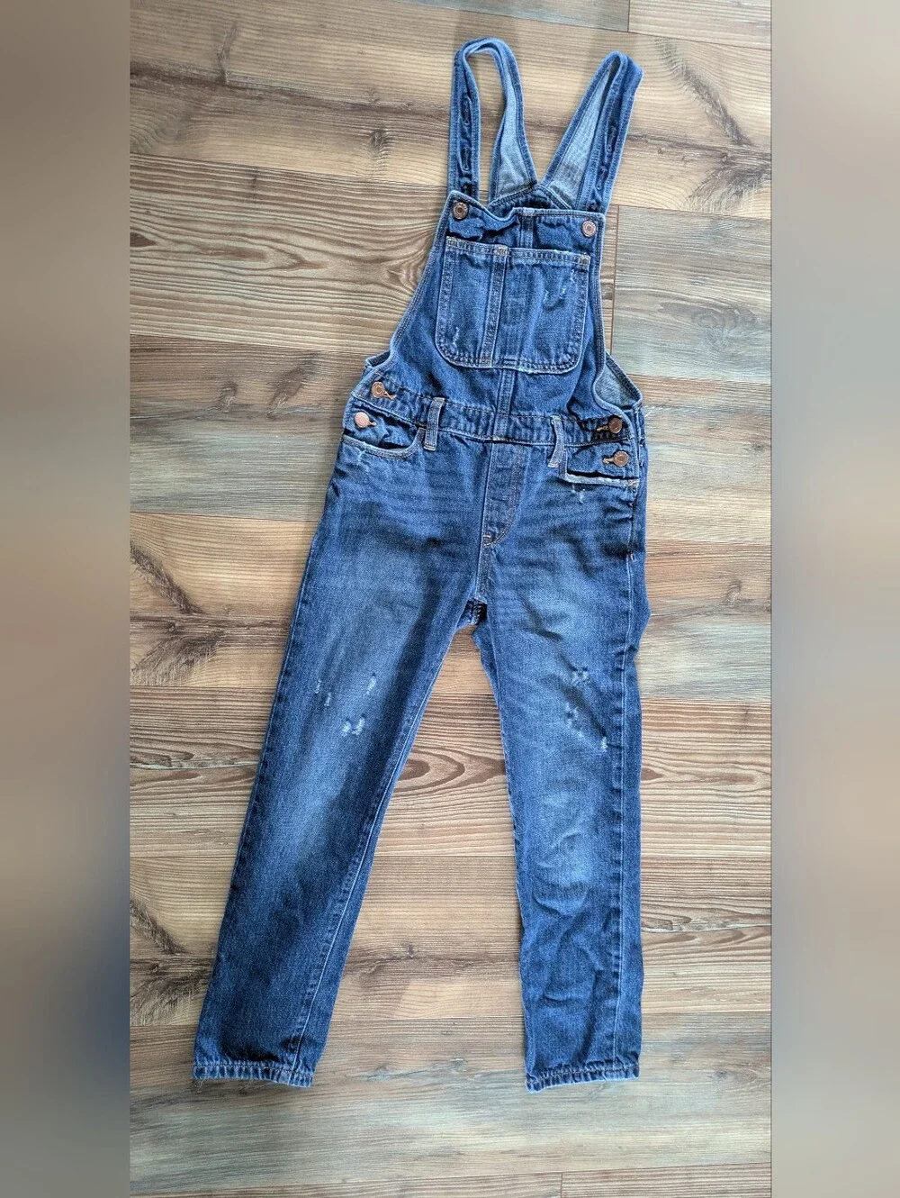 Old Navy Distressed Medium Wash Denim Jean Cotton Overall Pants Youth LRG 10-12